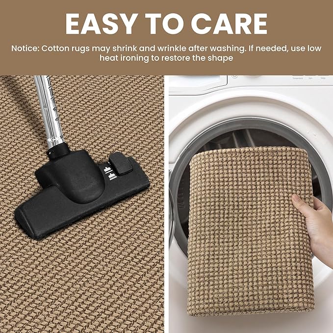 IOHOUZE Washable Exrea Long Hallway Runner Rug 3x16 Non Slip Rubber Backed Kitchen Runner Entryway Runner Indoor, Woven Rugs Floor Carpet for Kitchen Hall Entryway Stair, Orange/Tan/Brown