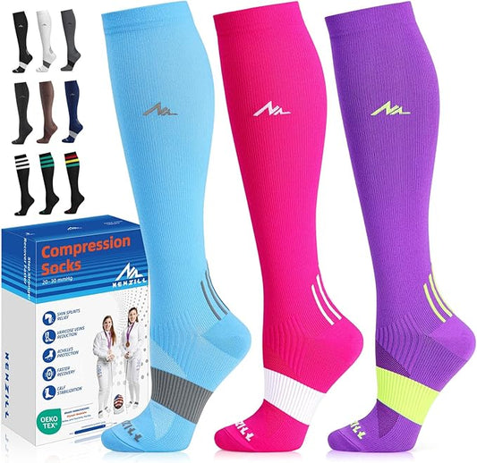 NEWZILL Medical Compression Socks for Women & Men, 20-30 mmHg Knee-High Support for Circulation, All-Day Comfort for Work Travel Running Cycling and Fitness