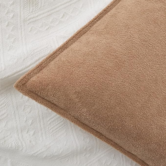 Kevin Textile 12x24 Inch Lumbar Pillow Cover 1 Pack Soft Boucle Textured Decorative Waterproof Rectangle Cushion Elegant Accent Pillow for Couch Sofa Chair Bed Home Decor Indoor Outdoor Camel