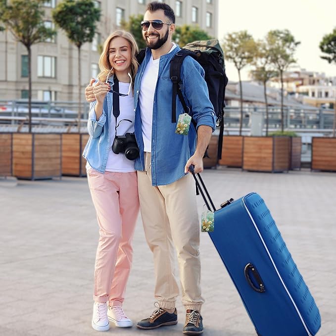 2 Pack Luggage Tag for Suitcase, Vintage Wild Flowers Leather Bag Tags Identifiers Privacy Cover ID Label with Durable Steel Loop for Women Men Kids Girls Travel