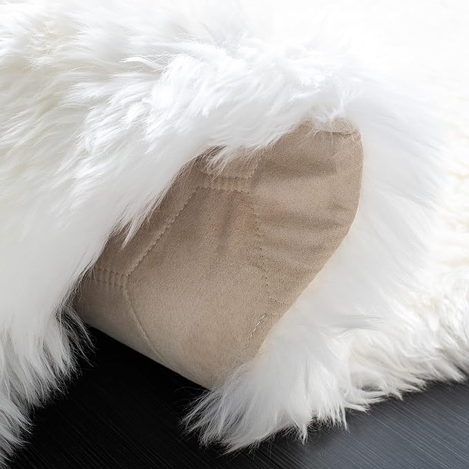 SAFAVIEH Sheep Skin Collection Runner Rug - 2' x 10', Natural & White, Handmade Rustic Glam Genuine Pelt, 3.4-inch Thick Ideal for High Traffic Areas in Living Room, Bedroom (SHS211A)