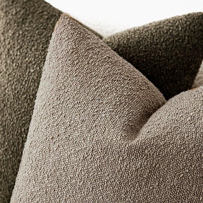Foindtower Decorative Textured Boucle Throw Pillow Covers Accent Solid Lumbar Pillow Cases Neutral Cozy Couch Cushion Case for Chair Sofa Bedroom Living Room Home Decor 12x20 Inch,1PC,Light Khaki Tan
