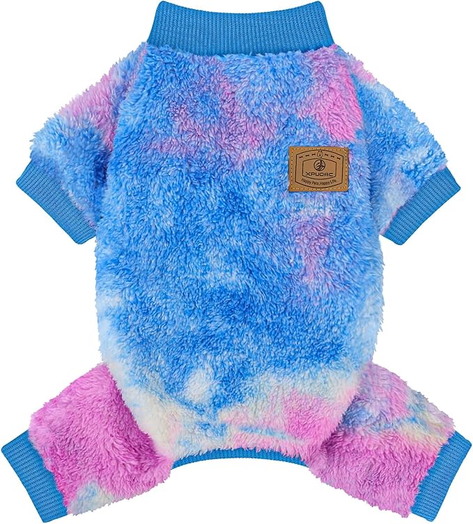 XPUDAC Dog Sweater, Dog Winter Clothes for Small Medium Dogs Girl Boy Fleece Doggy Pajamas for Winter Christmas, Tie-Dye01, X-Large