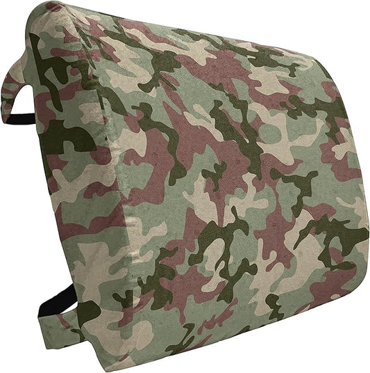 Ambesonne Camo Lumbar Back Support Pillow, Illustrated Green Camouflage in Forest Colors Hunter Theme, High Density Foam for Office Chairs Car Seats, 14" x 13", Dark Green Army Green