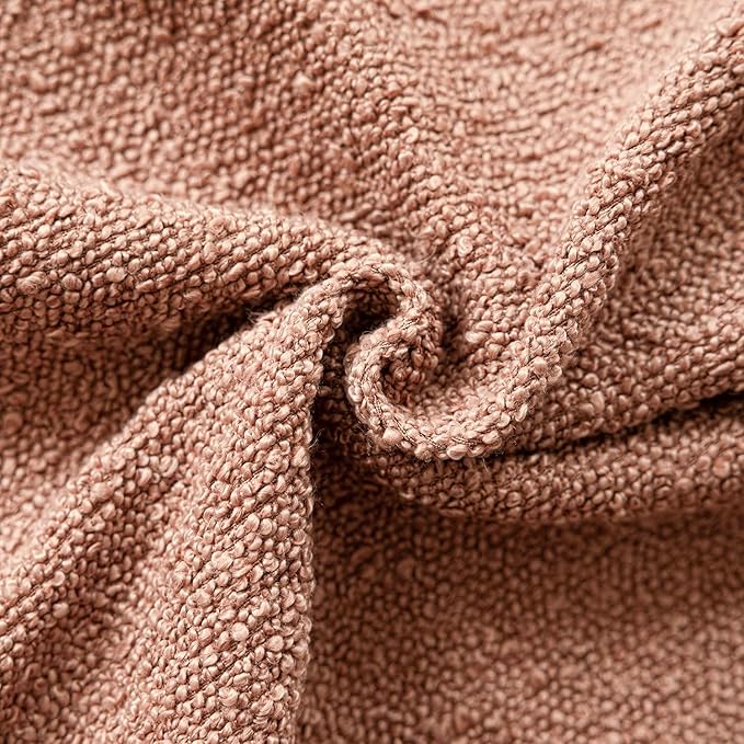 Foindtower Decorative Textured Boucle Throw Pillow Covers Accent Solid Pillow Cases Neutral Soft Cozy Couch Cushion Case for Chair Sofa Bedroom Living Room Home Decor 24x24 Inch,1PC,Dusty Orange Hazel