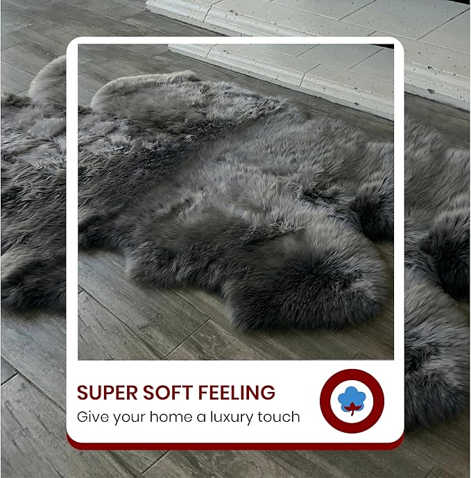 Free Shape Luxury Soft Fluffy Shag Area Rug Single and a Half 2'x4', 60x120cm - Vegan Fur Ultra Soft Indoor Carpet Nursery Rugs for Bedroom Home Decor, Dark Grey
