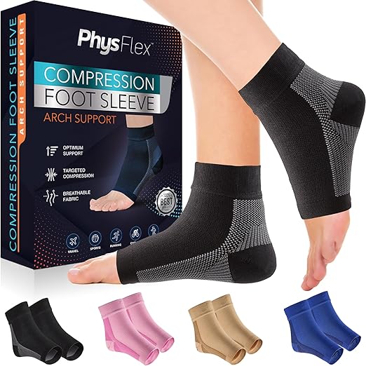 Compression Socks 20-30mmHg for Plantar Fasciitis, Achilles Tendonitis Relief - Ankle Compression Sleeve for Heel Spurs, Foot Swelling & Fatigue - Arch Support Brace for Everyday Use (1 Pair)