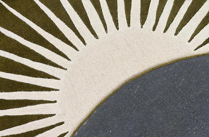Modern Round Area Rug – Hand-Tufted with 100% NZ Wool, Thick & Soft Circular Carpet for Living Room, Bedroom & Dining Room Decor (Moss Green, 6' Round)