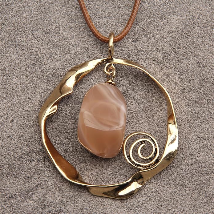 Leather Necklace for Women Boho Choker Necklace Long Cord Leather Pendant Bohemian Neckalce Vintage Alloy Pendant Leather Rope Necklace Wooden Necklaces for Women