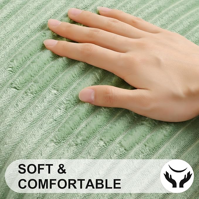 Simmore Decorative Spring Throw Pillow Covers 20x20 Set of 2, Soft Natural Plush Flannel Double-Sided Fluffy Couch Pillow Covers for Sofa Living Room, Sage Green
