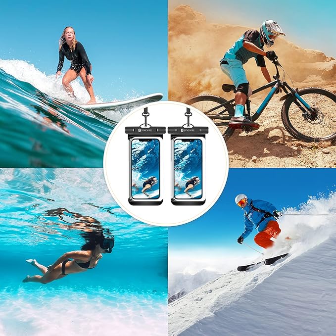 SYNCWIRE [2-Pack Waterproof Case IPX8 Universal Waterproof Phone Pouch Dry Bag Waterproof Phone Case for iPhone 15/14/13/12/11 Pro XS MAX XR X 8 7 6 Samsung S23 S22 S20 and More Up to 7 Inches