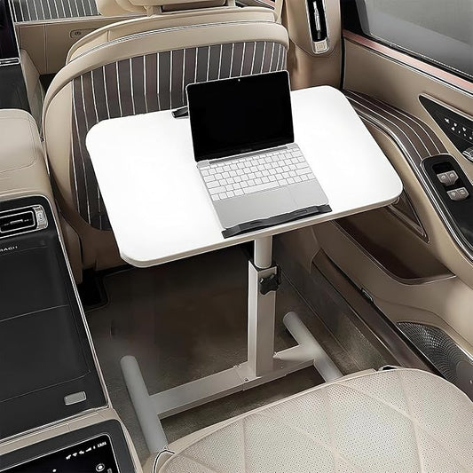 Portable Car Seat Tray Table, Multi-Functional Foldable Car Desk, RV Folding Table, Desk Computer Workstation for Motorhome, Car Computer Desk for Working, Eating (White, 18.9" Lx9.4 W/48x24cm)