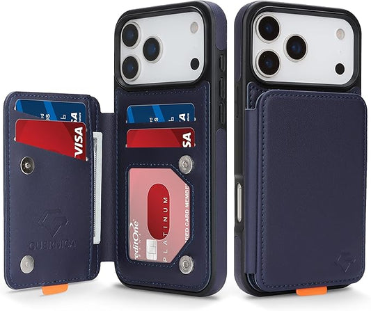 GUERNICA for iPhone 17 Pro (6.3") Case Wallet with Card Holder, RFID Blocking Leather Protection, Shockproof Women Men Phone Case for Apple 17 Pro, Blue