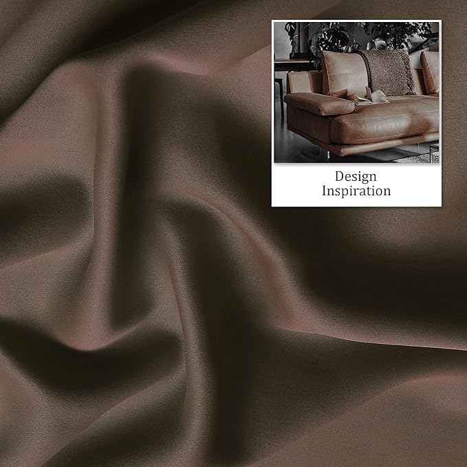 DUALIFE Chocolate Brown Thermal Blackout Curtains for Bedroom -Dark Brown Cafe Curtains 42 x 63 Inches Long Room Darkening Widow Drapes for Living Room 2 Panels, Grommet Top