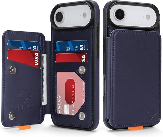 GUERNICA for iPhone 17 Air (6.7") Case Wallet with Card Holder, RFID Blocking Leather Protection, Shockproof Women Men Phone Case for iPhone Air, Blue