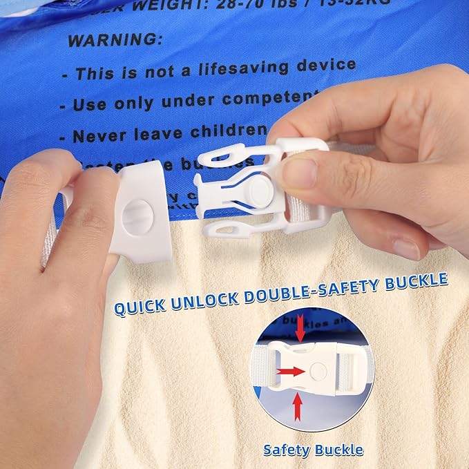 REALIKE Kids Swim Vest for Toddler Floaties Swimming Aids with Shoulder Harness Arm Wings for Children/Infant/Baby,Sea Beach/Pool/Lake, Suitable for 28-70lbs Boys/Girls