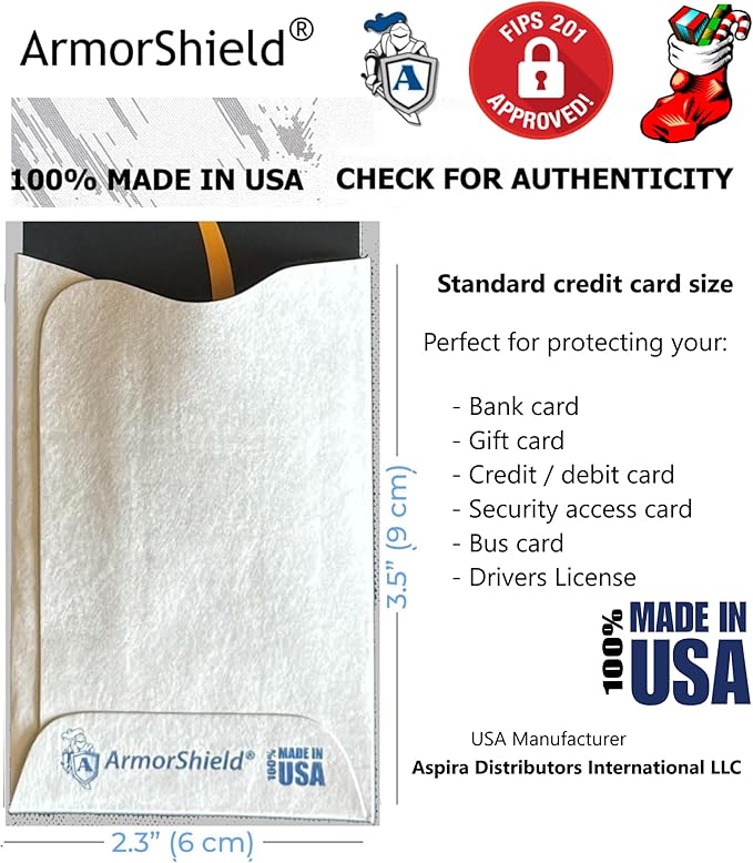 Semper Paratus Gear TYVEK Credit Card Sleeves Protectors 100% MADE IN USA - For Travel wallet or purse. RFID Blocking 13.56 Blank White SPG-TYVEK-RFID-CCP Semper Paratus