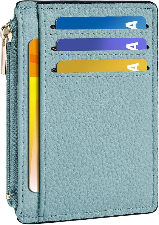 Tipmile Credit Card Holder for Women Slim Minimalist Front Pocket RFID Blocking Wallet Small Compact Card Case with ID Window, Powder Blue