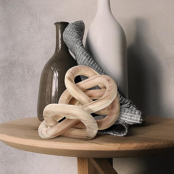 Decorative Wood Link Chain Wooden Chain Decor 5 Link Decoration for Family Party Home Office Decoration Supplies(Wood Color)