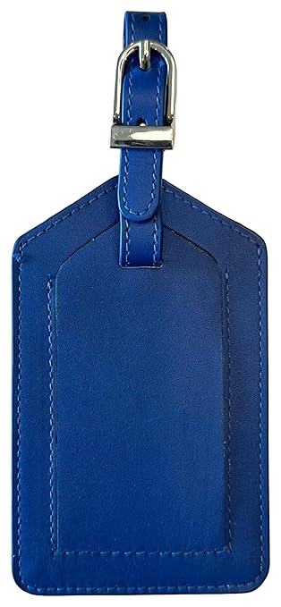 Cobalt Blue Genuine Top Grain Leather Luggage Tag