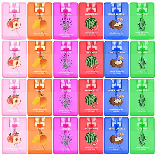 Dansib 24 Pcs Hydrating Hand Sanitizer Spray Bulk Travel Size Hand Sanitizer Mini Scented Spray Refillable Pocket Portable for Women Teacher Nurses Coworker Guests Birthday Christmas