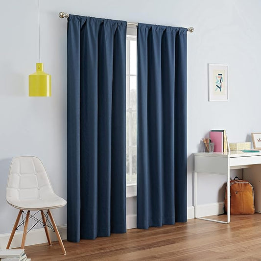 Eclipse Kids Kendall Blackout Thermal Curtain Panel,Denim, 42 Inch X 63 Inch
