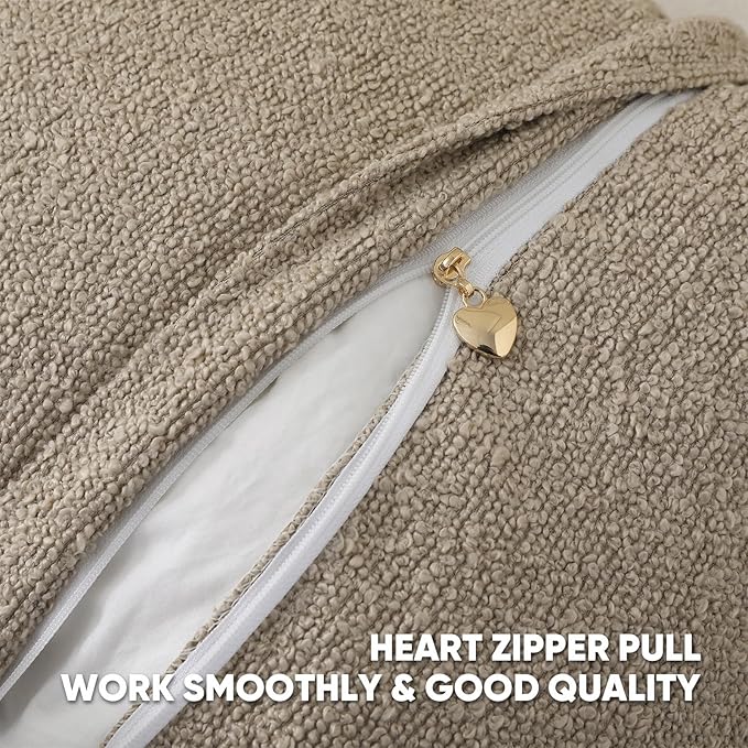 HAUSSY Set of 2 26x26 Decorative Throw Pillow Covers, Soft Cozy Euro Pillow Shams Textured Boucle, Home Decor for Couch Bed Living Room, Oatmeal