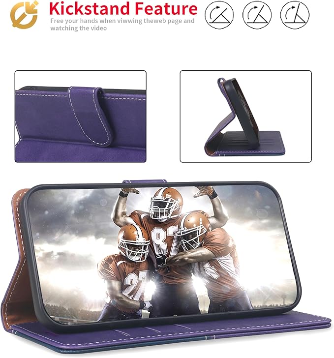 CIVICASE for iPhone 17 Air Wallet Case,PU Leather Flip Case RFID Blocking Credit Card Holder Folio Magnetic Stand TPU Shockproof Cover Compatible with iPhone 17 Air, Purple Blue