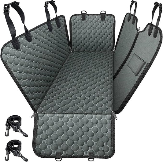 Mancro Dog Car Seat Cover for Back Seat, 2025 Upgraded 600D Heavy Duty Waterproof & Scratch-Resistant Dog Hammock for Car, Back Seat Pet Cover for Dogs with Sedan, Trucks and SUVs, Standard, Grey