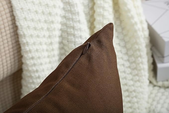 TangDepot Handmade Decorative Solid 100% Cotton Canvas Throw Pillow Covers/Pillow Shams, (28" x28" , Coffee, 1 Count (Pack of 1))
