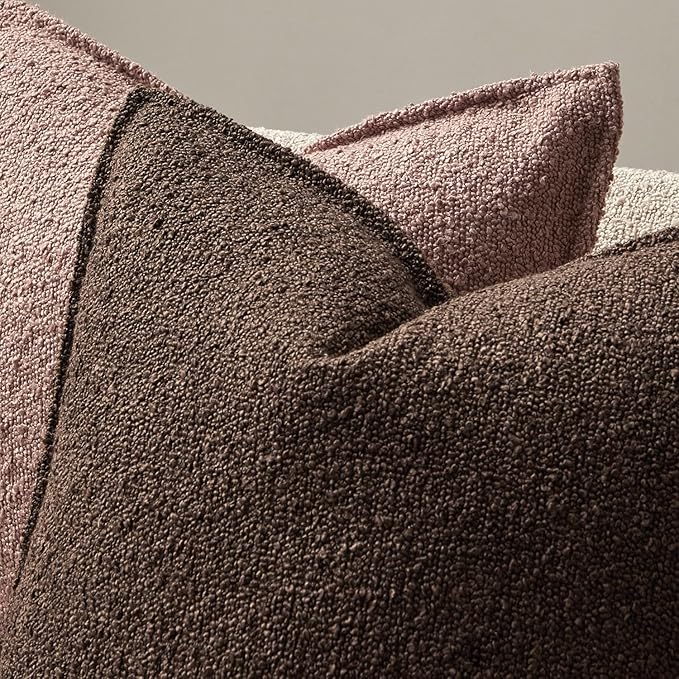 JUSPURBET Brown Decorative Pillow Covers 12x20 Set of 2 Throw Pillow Covers for Couch Sofa Bed Cozy Boucle Textured Lumbar Cushion Covers Cases with Hidden Zipper for Living Room Home Decor