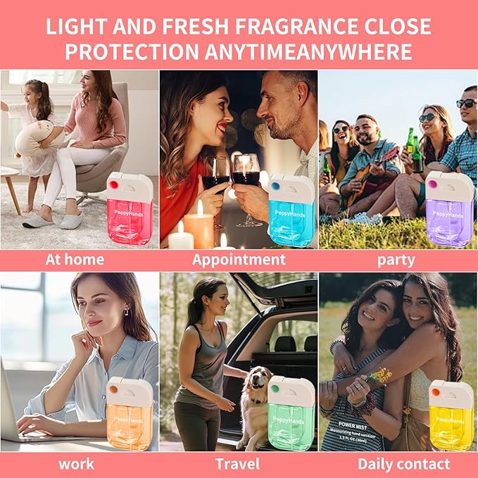 PeppyHands Hand Sanitizer, Hand Sanitizer Spray, Hydrating Spray for Hand, Portable Sanitizer spray Set ﻿for Travel Size, 500-Sprays Each Multi-Flavor (Lavender)
