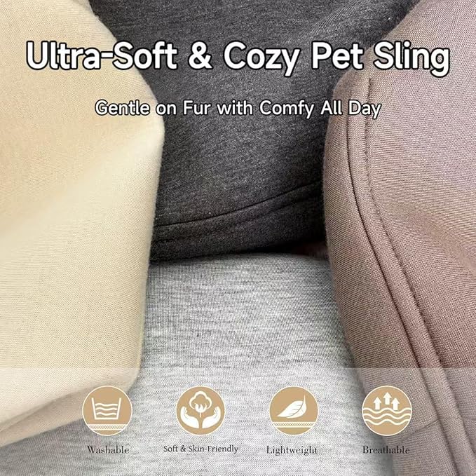 PAWPUBBY Dog Carriers for Small Dogs 8-15 lbs, Adjustable Soft Padded Shoulder Strap, Hands-Free Dog & Cat Sling Bag with Double Safety Buckles for Outdoor Travel, Light Gray, L