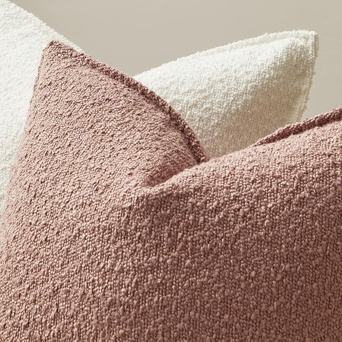 JUSPURBET 12x20 Throw Pillow Covers Set of 2 Decorative Pillow Covers for Couch Sofa Bed Cozy Boucle Textured Lumbar Cushion Covers Cases with Invisible Zipper for Living Room Home Decor,Jam