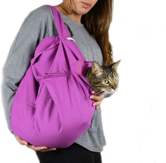 Cat-in-the-Bag Cozy Comfort Carrier - Extra Large Lavender Pet Carrier and Cat Carrier Soft for Grooming, Vet Visits, Medication Administration, Dental Care, and Nail Trimming