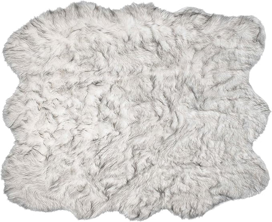 Luxe Gordon Faux Fur Rug with Soft and Fluffy Pile | Machine Washable Living Room Rug with Anti-Slip Backing | Cruelty-Free Area Rugs for Office or Bedroom, Gradient Grey, 5 ft x 6 ft