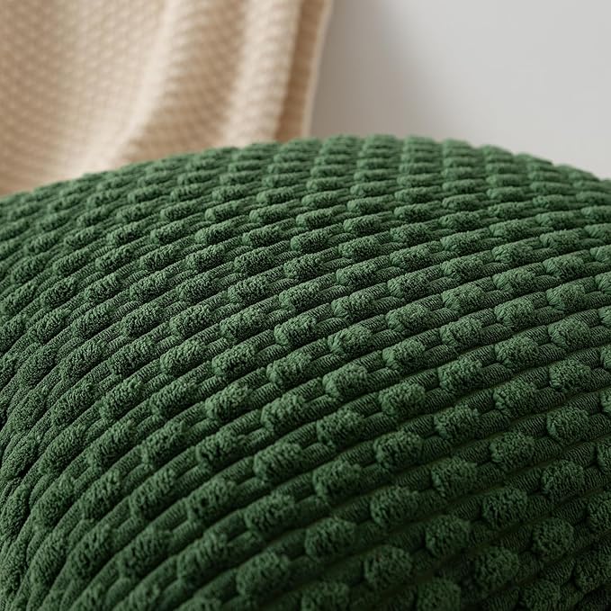 Kevin Textile Christmas Corduroy Decorative Throw Pillow Covers 24x24 Inch Pack of 2 Soft Boho Striped Pillow Covers Modern Farmhouse Home Decor for Spring Sofa Living Room Couch Bed Dark Green