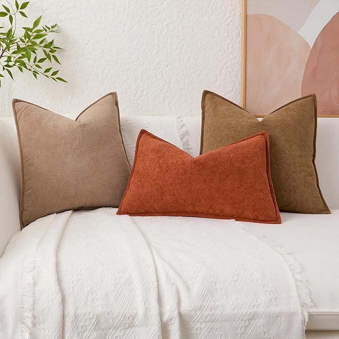 Kevin Textile Waterproof Decorative Pillow Covers Brown 26x26 Inch Pack of 2 Soft Boucle Textured Euro Pillowcases Elegant Accent Pillows for Couch Sofa Chair Bed Home Decor Indoor Outdoor
