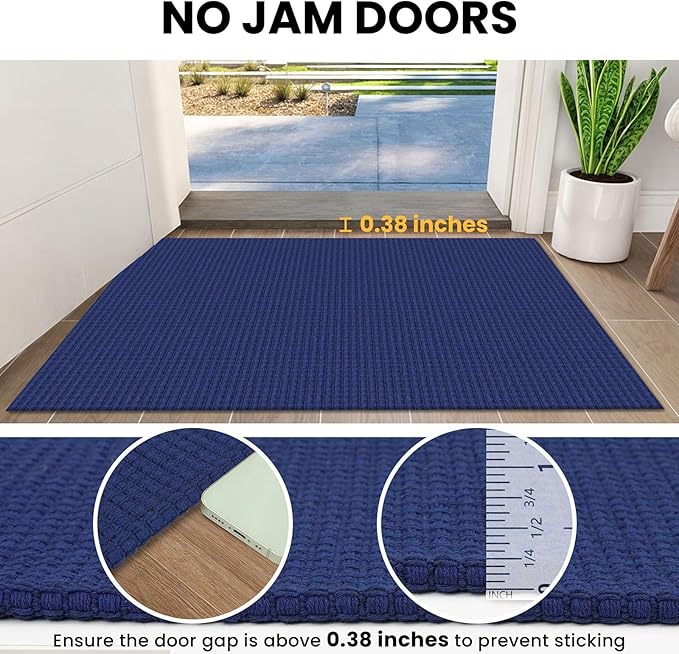 IOHOUZE Washable Area Rug 5x7 Non Slip Rugs for Living Room, Dining Room Rugs Bedroom Rug, Woven Braided Indoor Floor Carpet for Living Room Nursery Office, Royal Blue/Navy