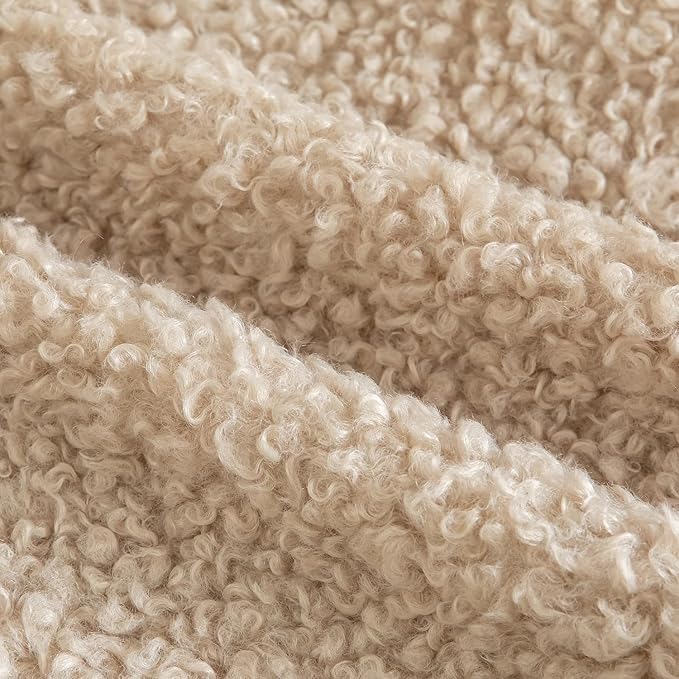 Yaertun Pack of 2 Faux Fur Throw Pillow Covers Decorative Sherpa Boucle Pillow Covers Fuzzy Soft Pillowcases Sheepskin Fleece Cushion Case for Couch Sofa Bed Living Room 24x24 Inch Oatmeal