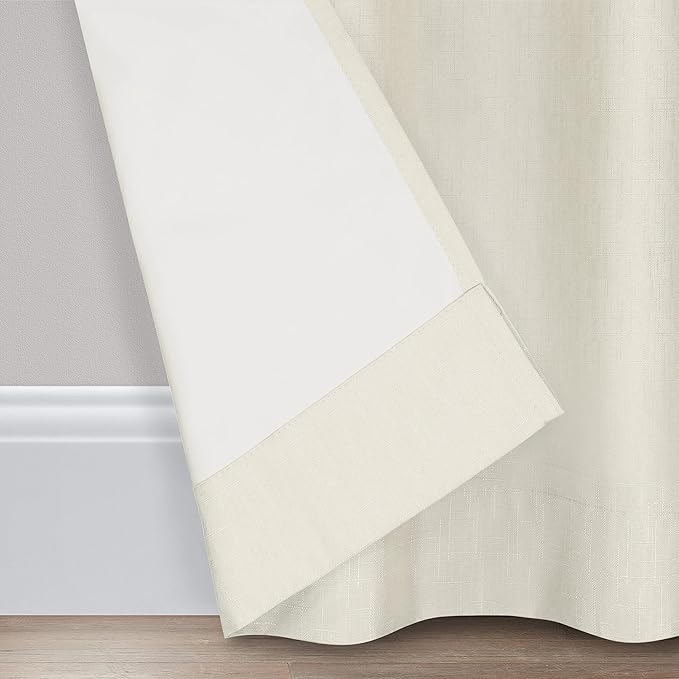 Eclipse Kendall Solid Textured Blackout Thermal Insulated Lining Grommet Window Curtain for Bedroom (1 Panel), 42 in x 63 in, Ivory