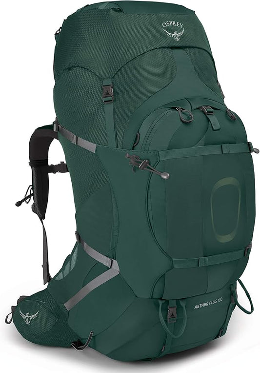 Osprey Aether Plus 100L Men's Backpacking Backpack, Axo Green, L/XL
