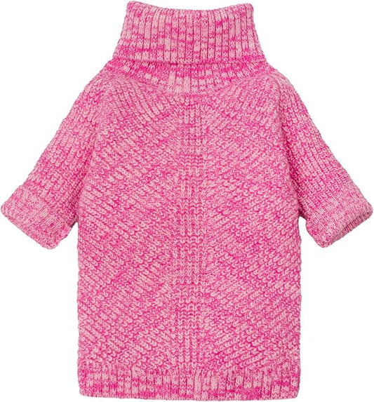 Fitwarm Knitted Turtleneck Dog Sweater, Cozy Dog Winter Clothes for Small Dogs Girl, Holiday Pet Outfit, Heather Pink, XS