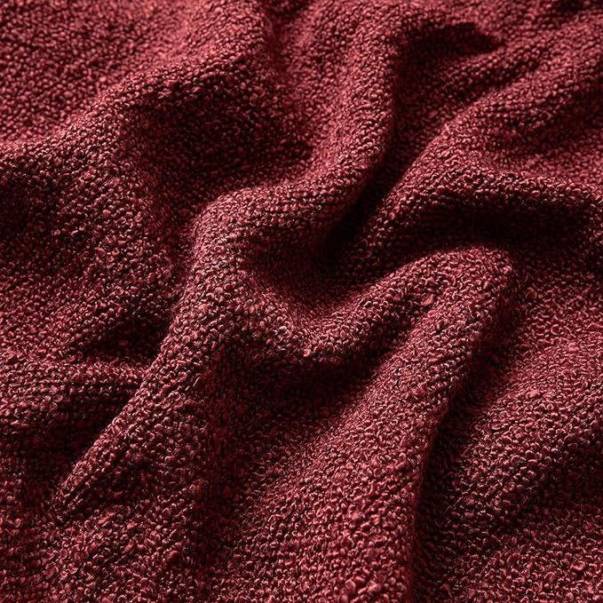 JUSPURBET 16x24 Throw Pillow Covers Set of 2 Decorative Pillow Covers for Couch Sofa Bed Cozy Boucle Textured Lumbar Cushion Covers Cases with Invisible Zipper for Living Room Home Decor,Burgundy