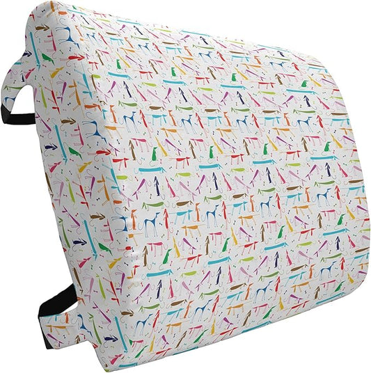Ambesonne Dog Lover Lumbar Back Support Pillow, Dachshund Cartoon Doodles with Various Stances Pointing Smelling Running Standing, High Density Foam for Office Chairs Car Seats, 14" x 13", Green Red