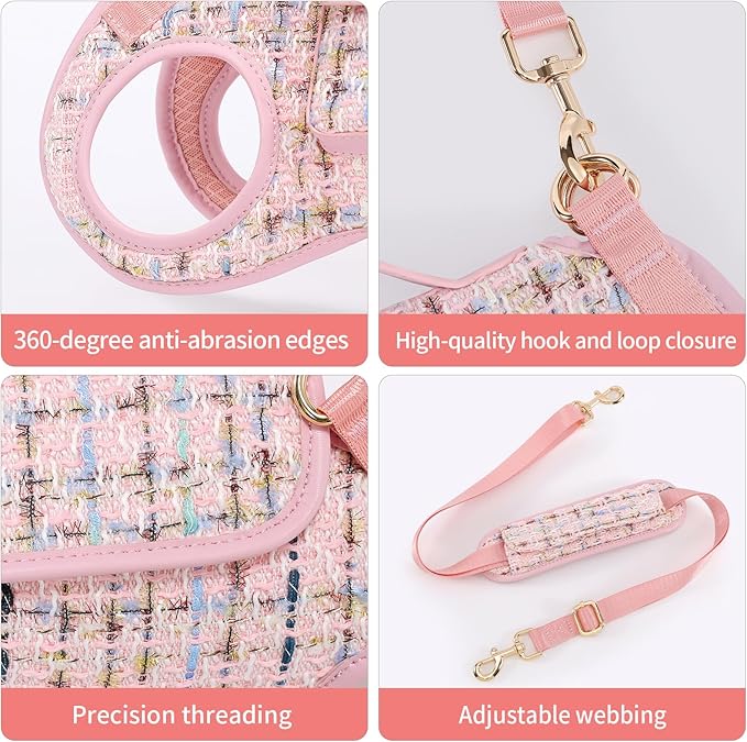 Wakytu Dog Lift Harness Dog Carrier Dog VES Harness Adjustable Dog Leash with Small Puppy Treat Bag（Pink,XS）