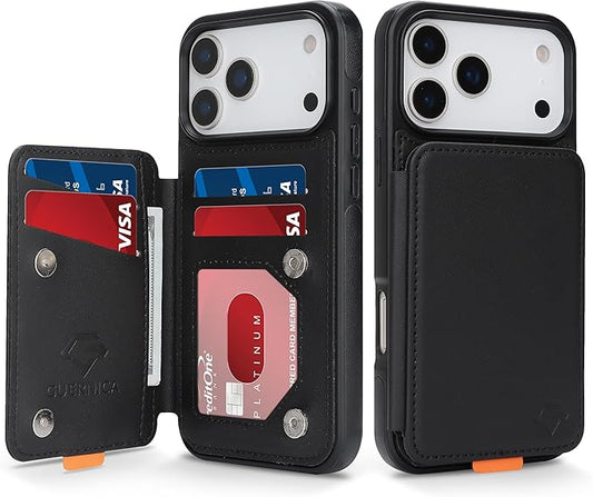 GUERNICA for iPhone 17 Pro Max (6.9") Case Wallet with Card Holder, RFID Blocking Leather Protection, Shockproof Women Men Phone Case for Apple 17 Pro Max, A - Black
