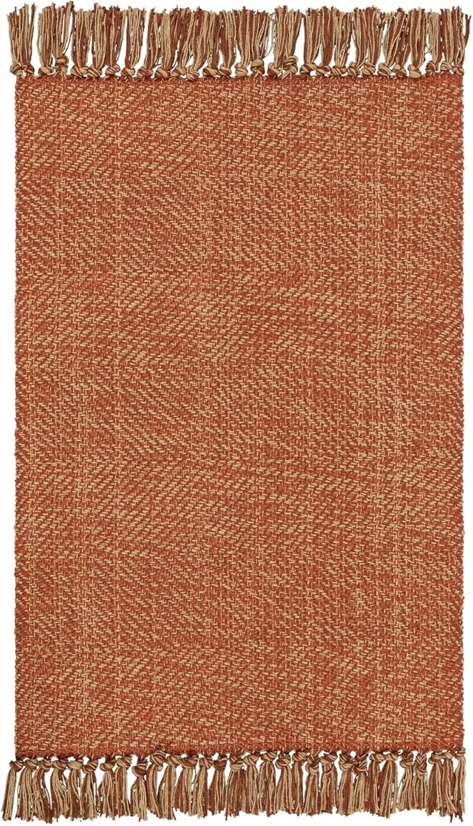 Collive Hallway Runner Rug, 2' x 5' Soft Washable Kitchen Runner Rug, Terracotta Contemporary Modern Laundry Room Rugs Indoor Hand-Woven Cotton Carpet for Bedroom Entryway Front Door
