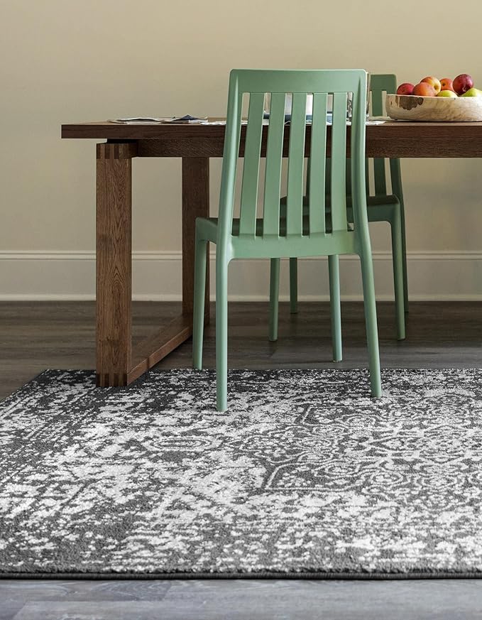 Rugs.com Arlington Collection Rug – 8' x 10' Dark Grey Medium-Pile Rug Perfect for Living Rooms, Large Dining Rooms, Open Floorplans