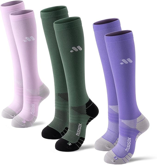 Compression Socks for Women and Men,Knee High 15-20mmHg Graduated Circulation Support(3 Pairs)for Nurses,Pregnant,Travel